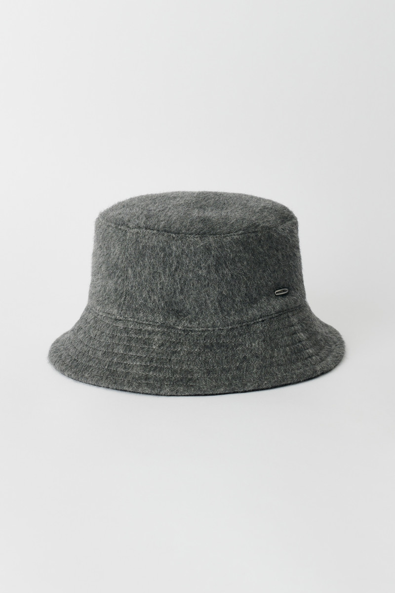 Bucket Hat Island Grey Hairy Mohair. 1
