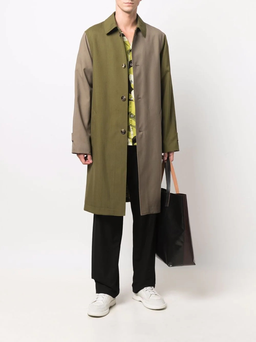 two-tone panelled coat - 2