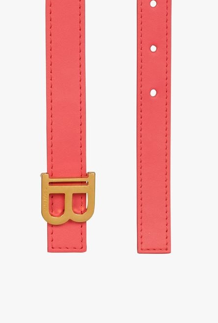 Salmon pink smooth leather B-Belt belt - 4