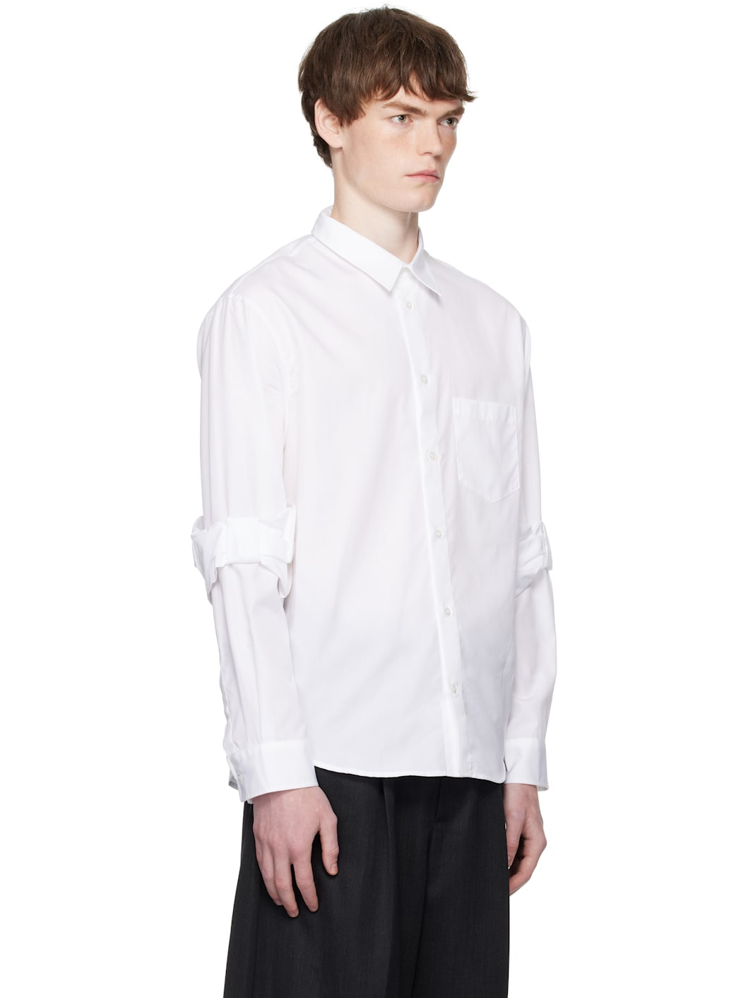 White Bow Sleeve Classic Shirt - 2