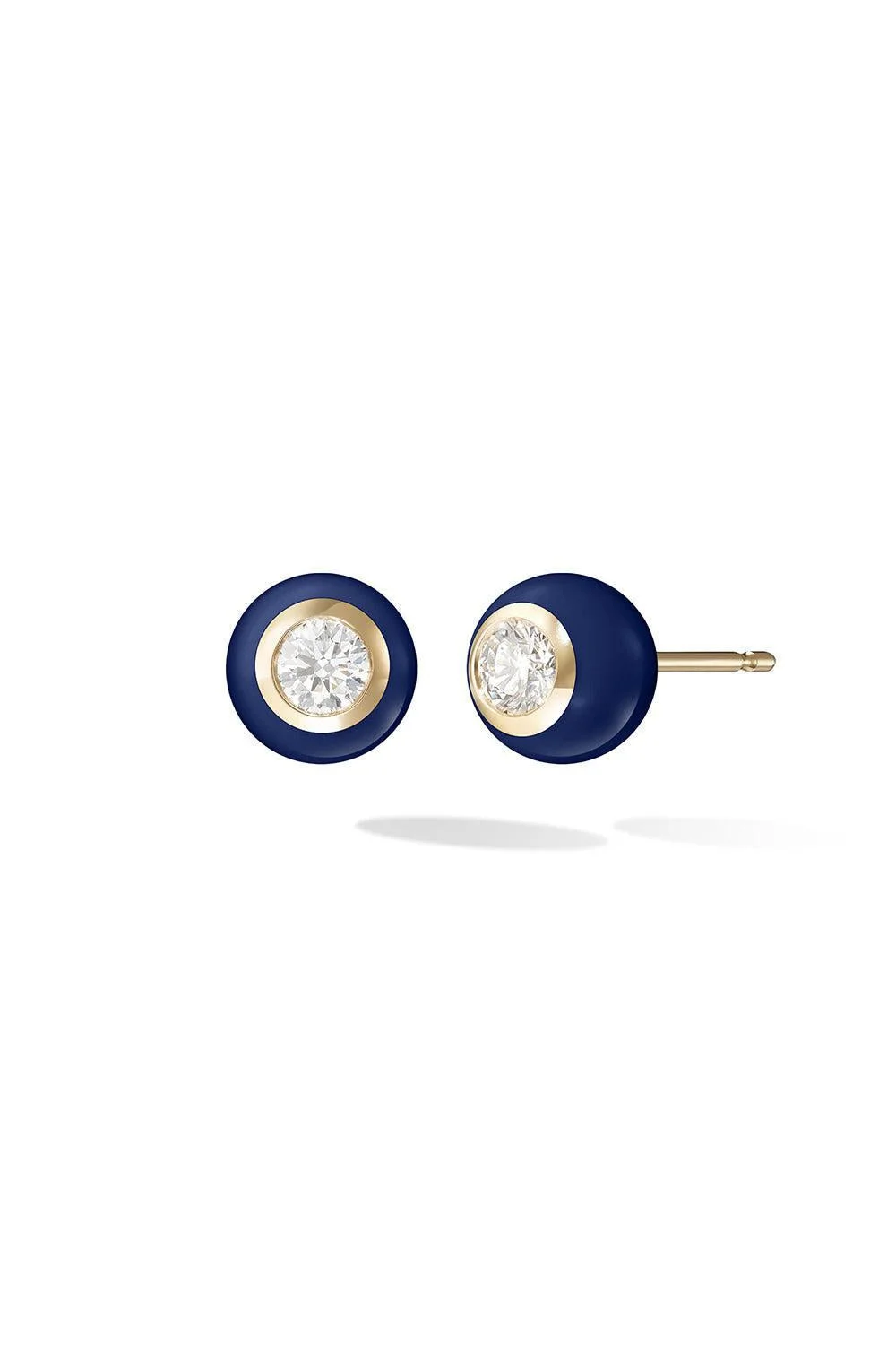 Medium Navy Audrey Diamond Stud Earrings - 1