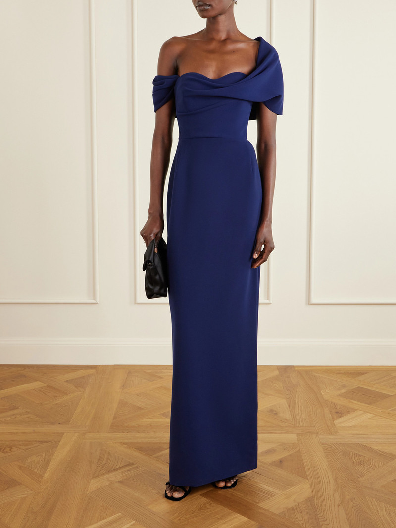 CAROLINA HERRERA Draped Off-the-shoulder Crepe Gown outlook