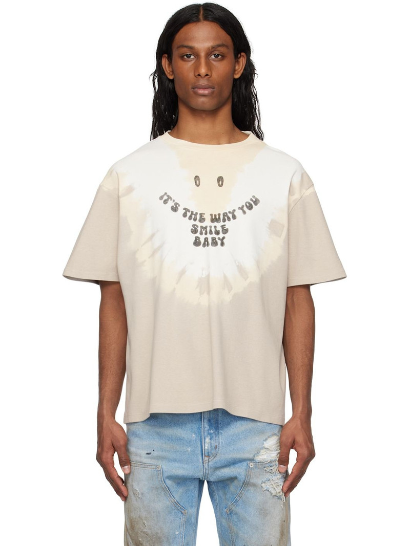 Taupe & White Tie-Dyed T-shirt 1