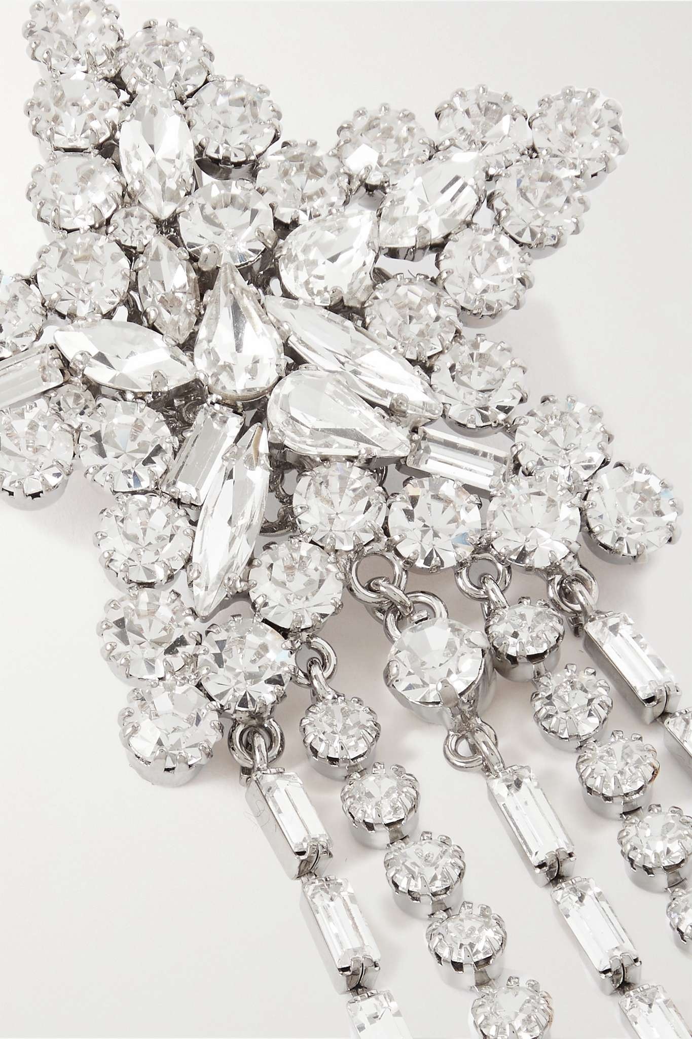 Oversized silver-tone crystal clip earrings - 4