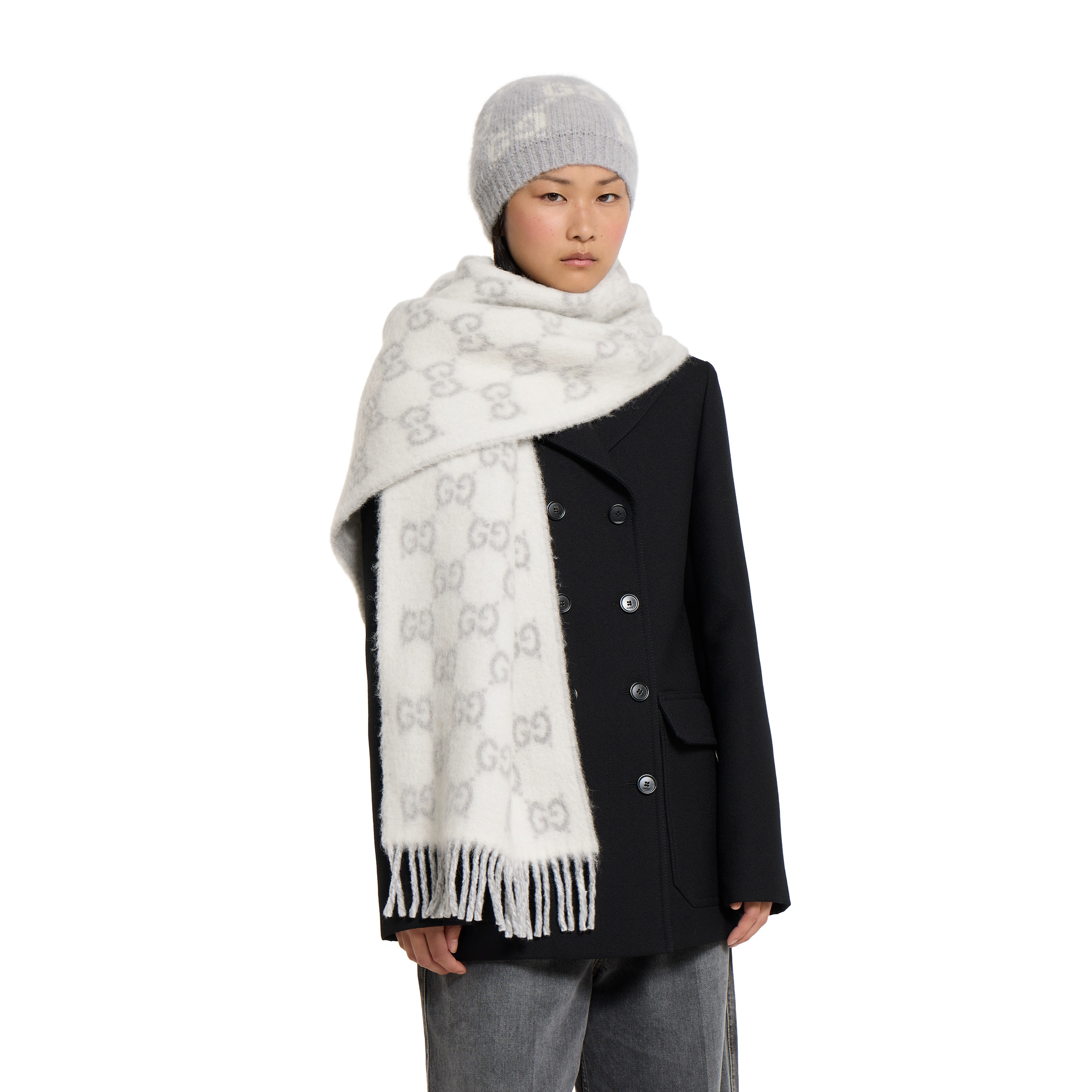 GG alpaca wool blend scarf - 3