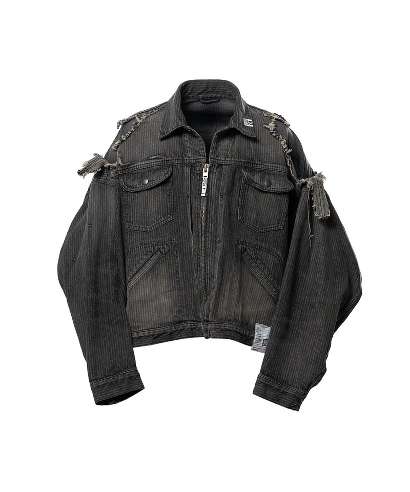 Check Shirt Layered Denim Jacket 13