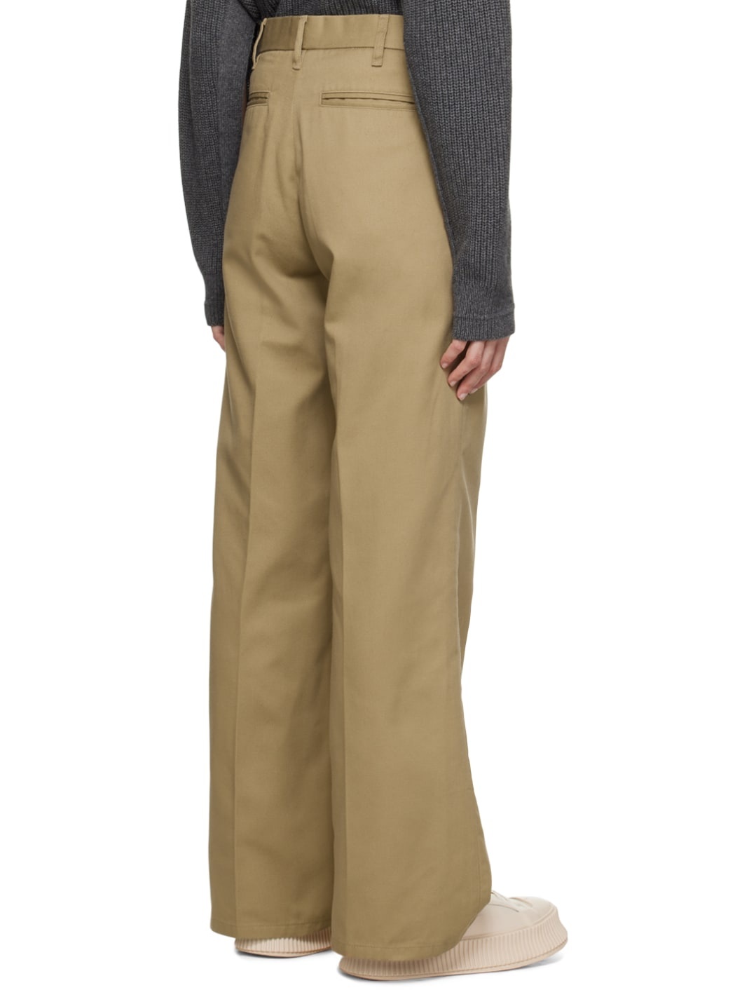 Khaki Super Wide-Leg Trousers - 3