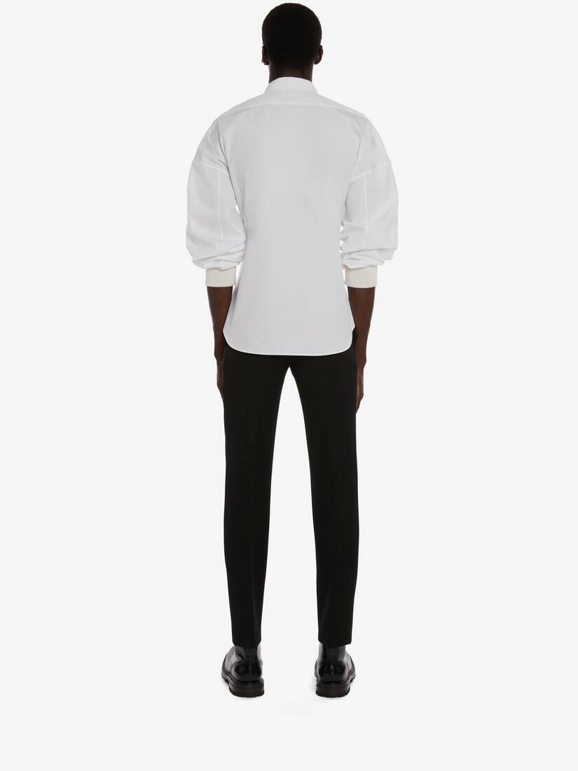 Dropped Shoulder Lace Detail Shirt in White - 4