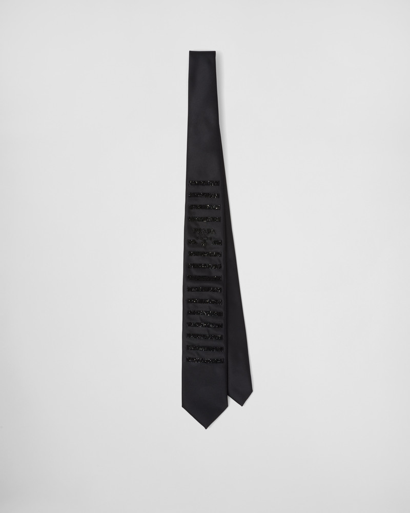 Embroidered satin tie 1
