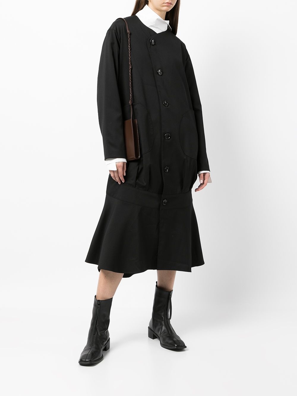 long wool pleat-detail coat - 2