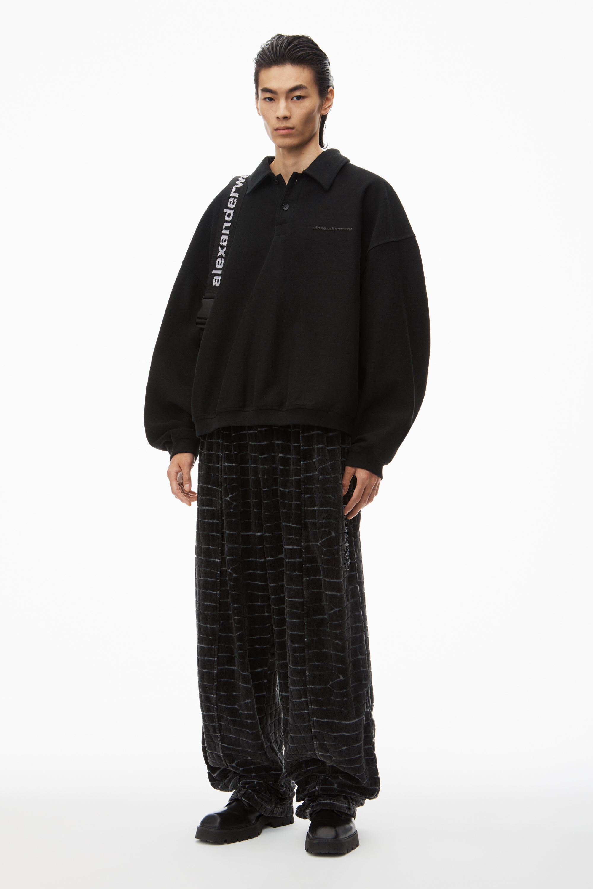 crocodile jacquard velour track pants - 2
