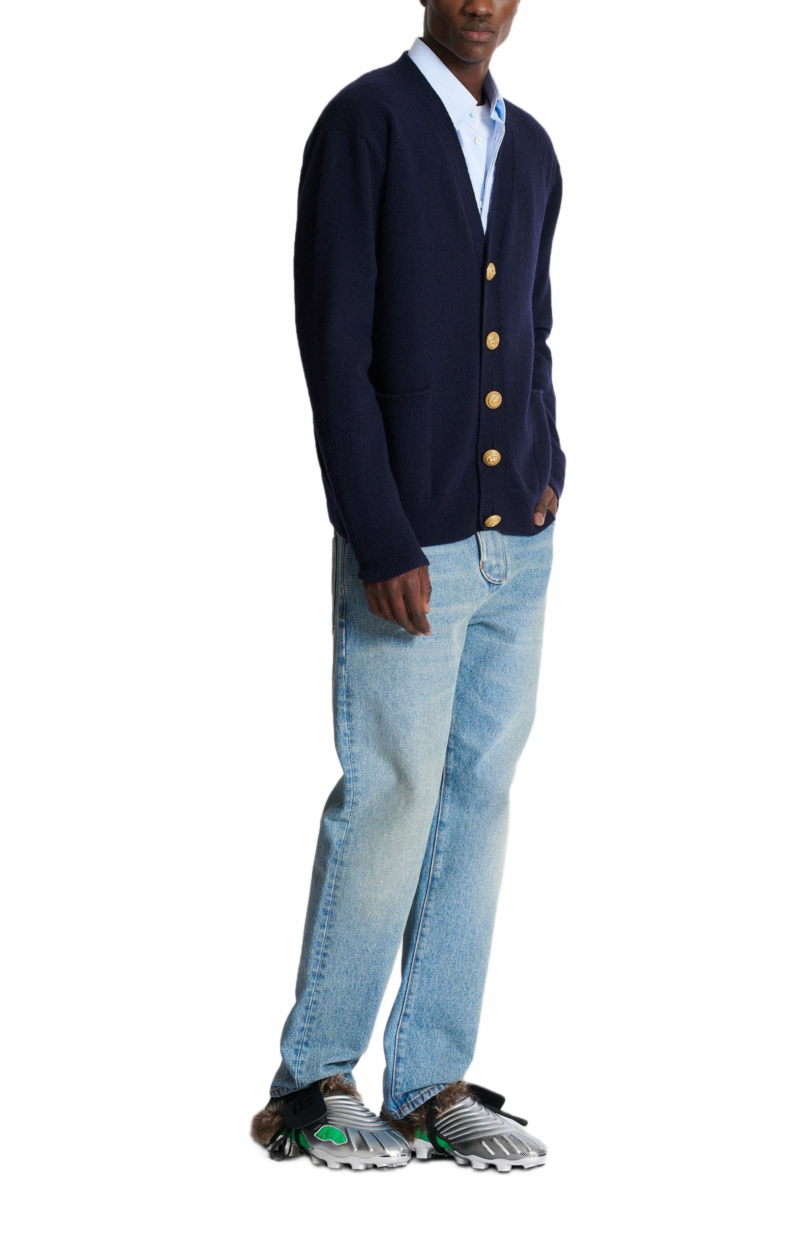 Balmain Eco-cashmere cardigan in Navy at Nordstrom - 2