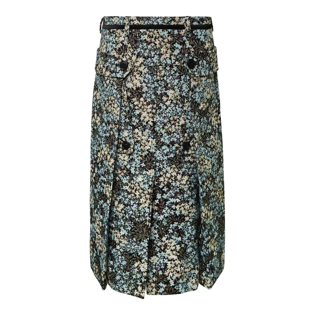 Floral Jacquard Straight Midi Skirt - 1
