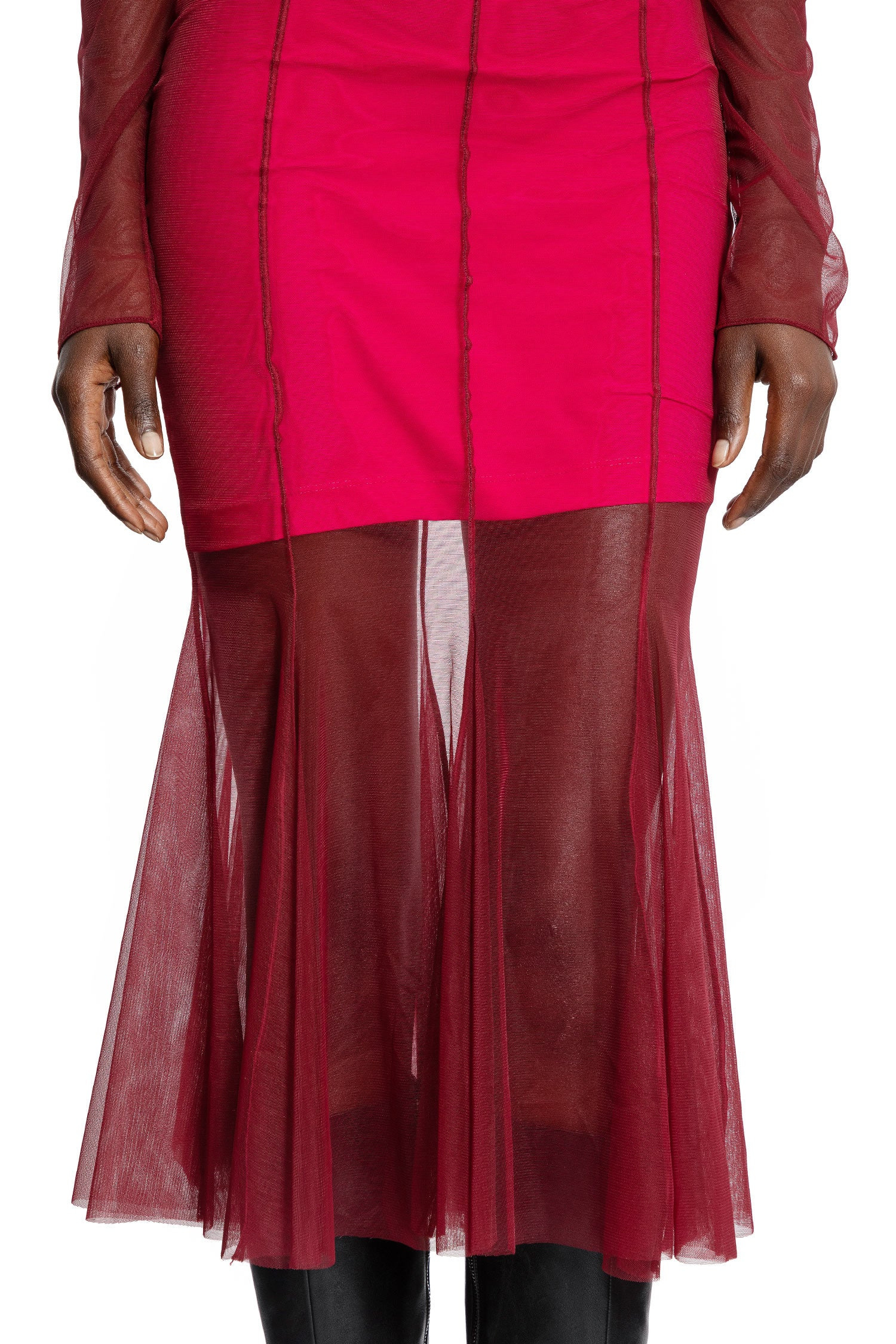 Semi-Sheer-Gathered-Dress - 5