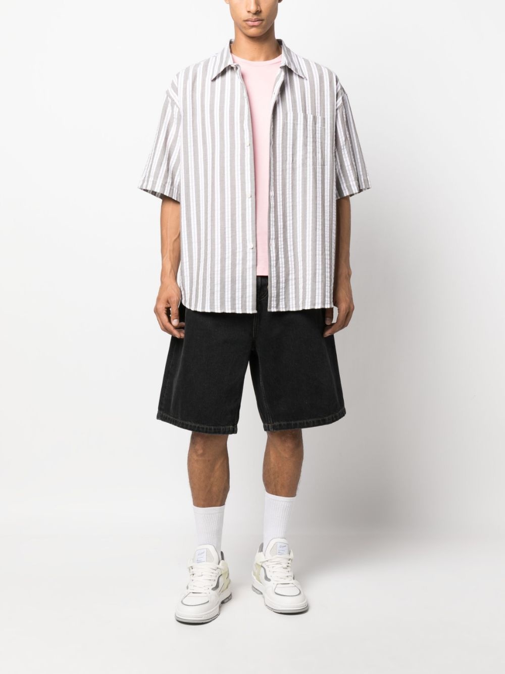 logo-patch wide-leg denim shorts - 2