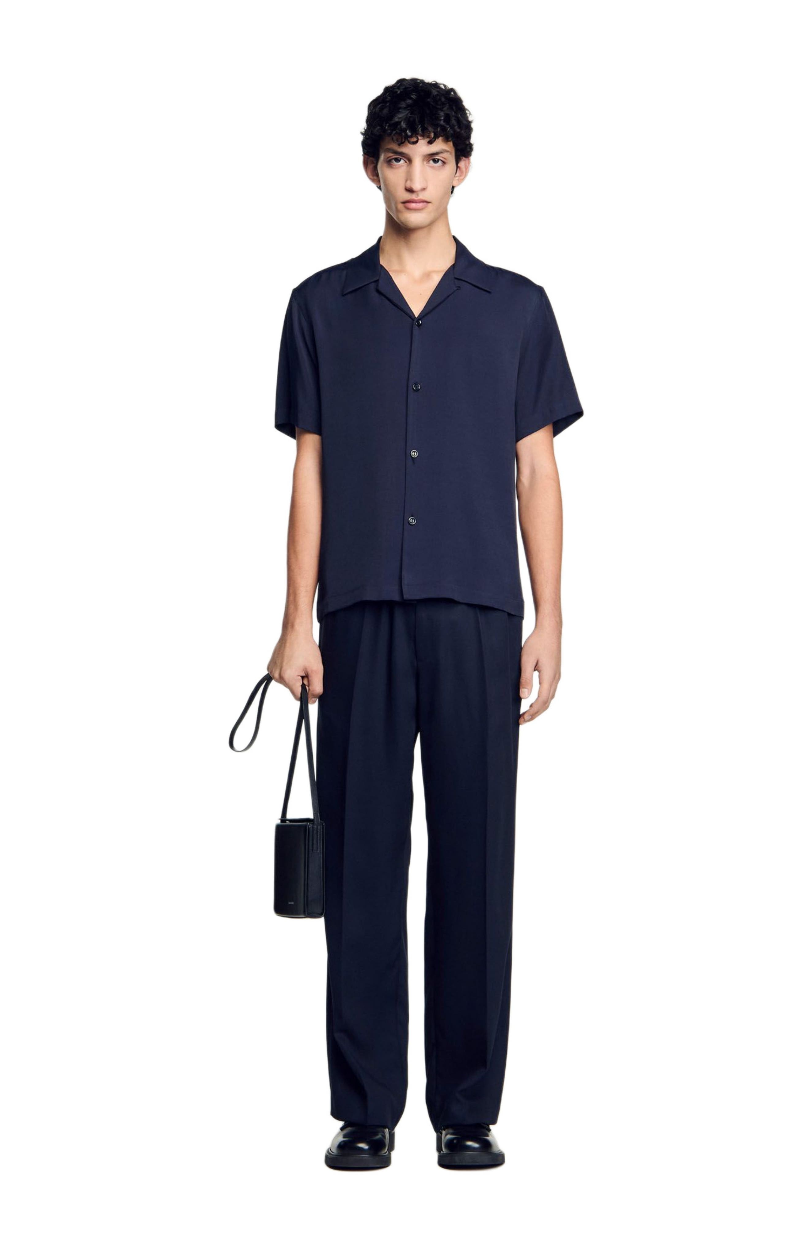 SANDRO Shark collar shirt in Midnight Blue at Nordstrom - 6