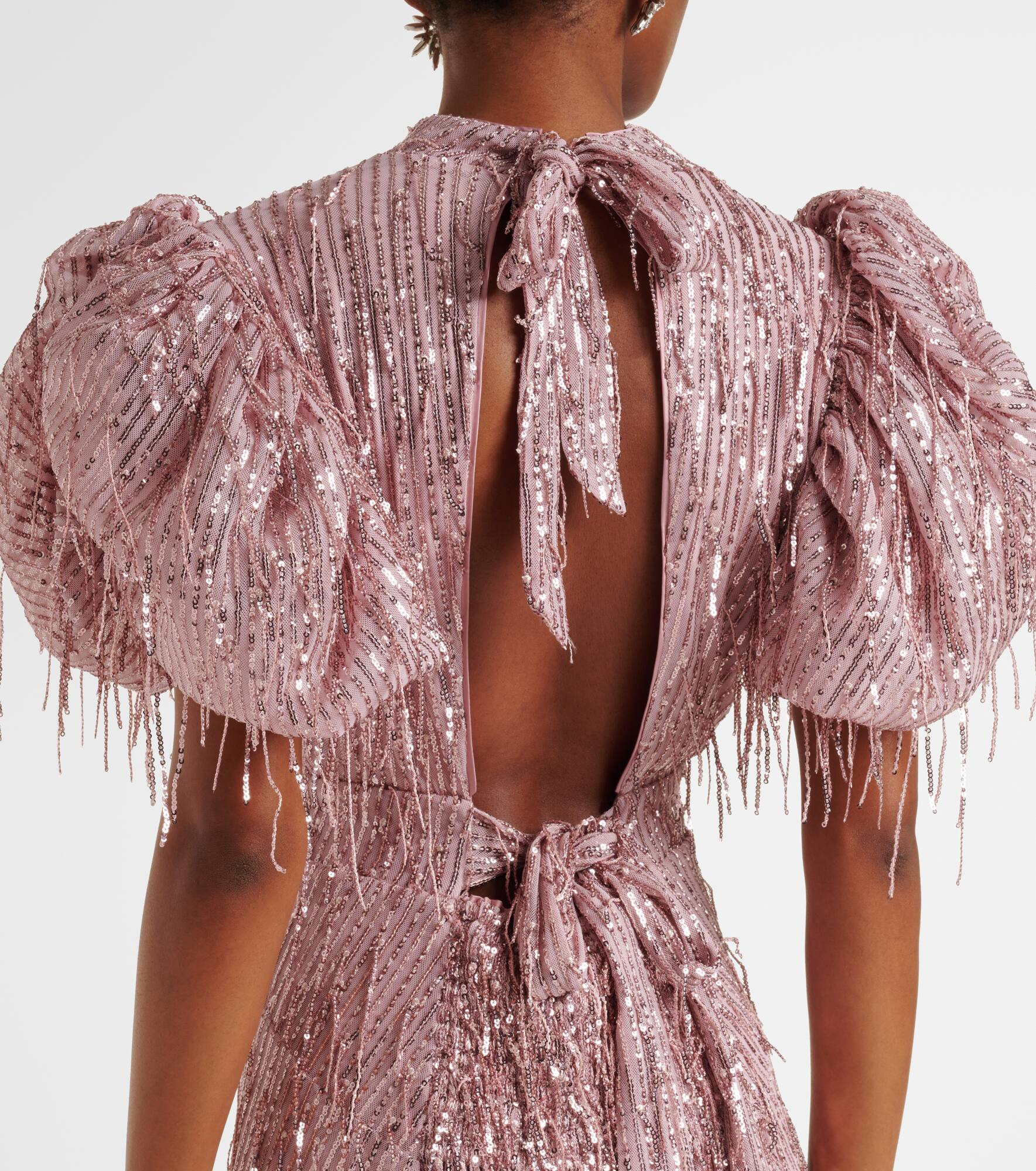 Sequined balloon-sleeve midi dress - 5