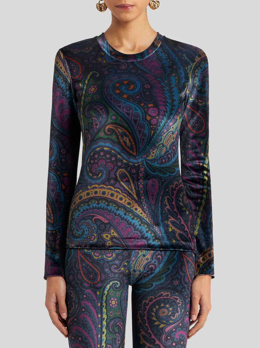 CHENILLE TOP WITH PAISLEY PRINT - 2