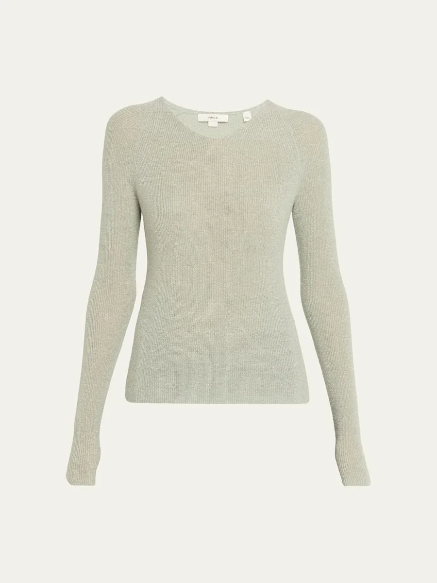 Metallic High-V Knit Top - 1