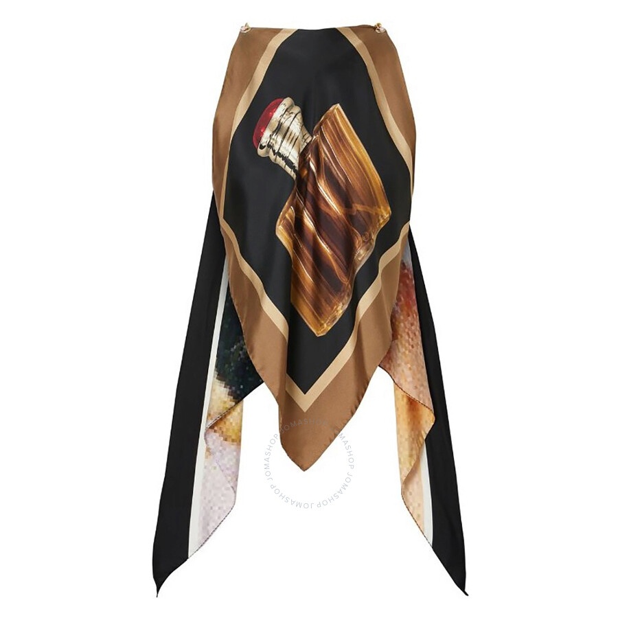 Burberry Archive Perfume Bottle Print Silk Top With Chain Detail - 6