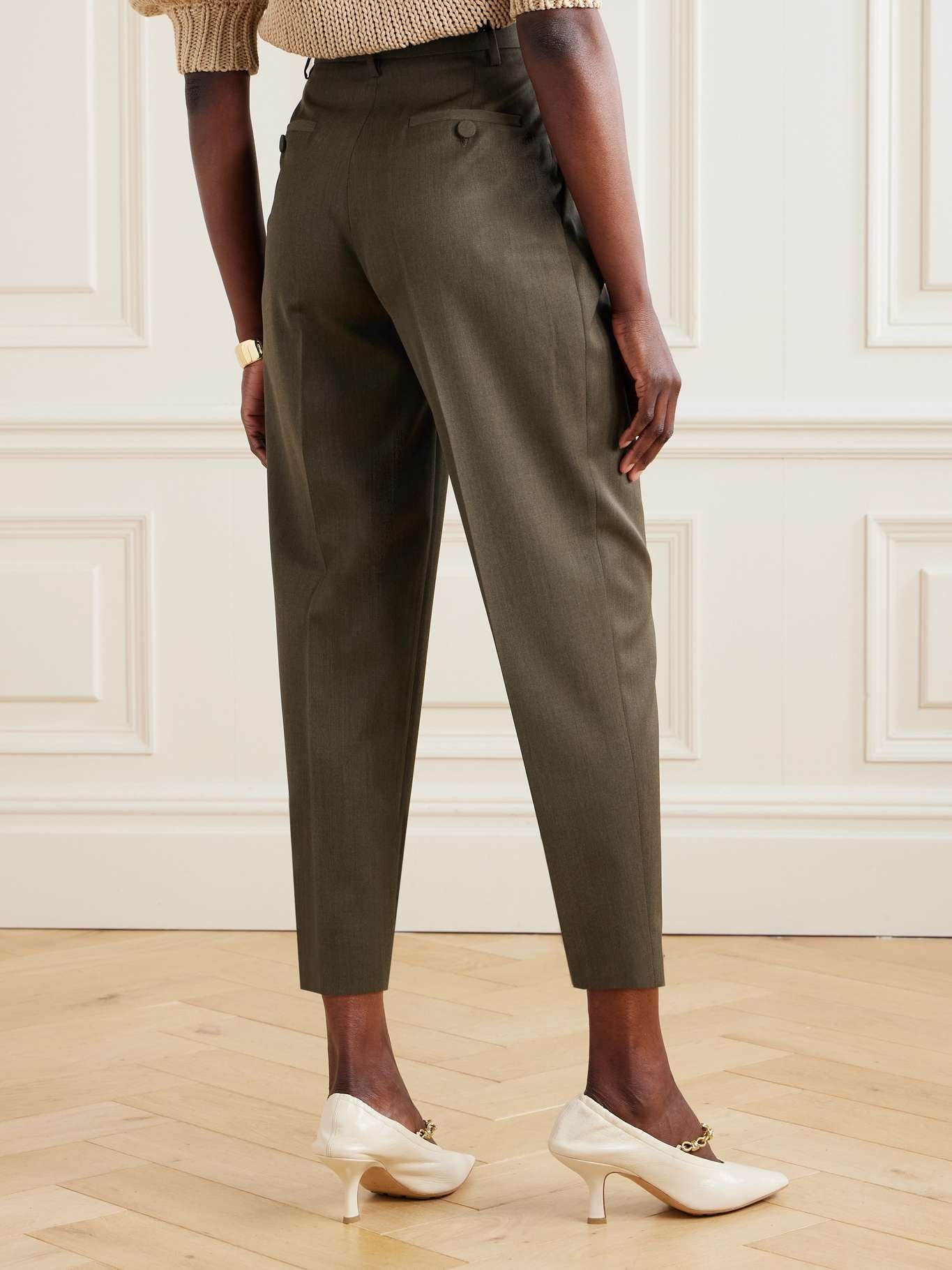 Emmett pleated wool tapered pants Brown - 4