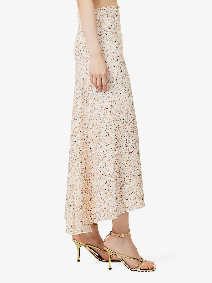 Spiral Seam floral crepe midi skirt - 3