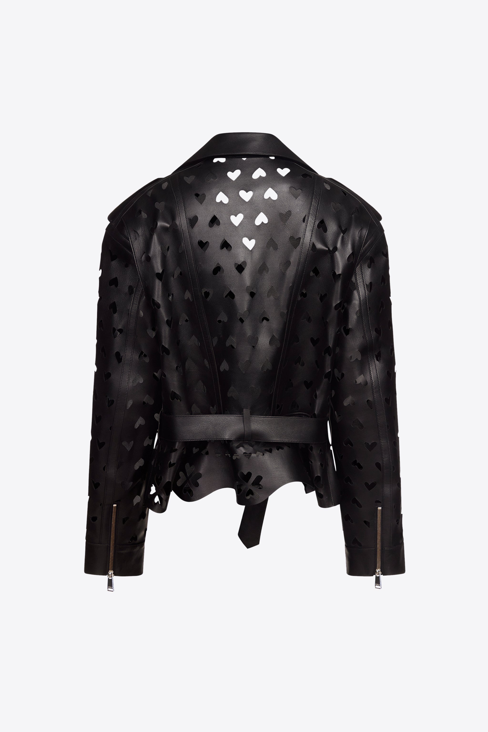LASER-CUT LEATHER HEART MOTO JACKET - 2