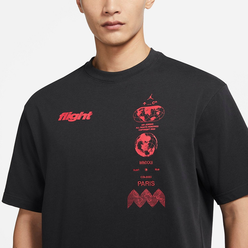 Jordan Air Jordan Flight Heritage 85 T-Shirt 'Black Red' DV3076-045 outlook