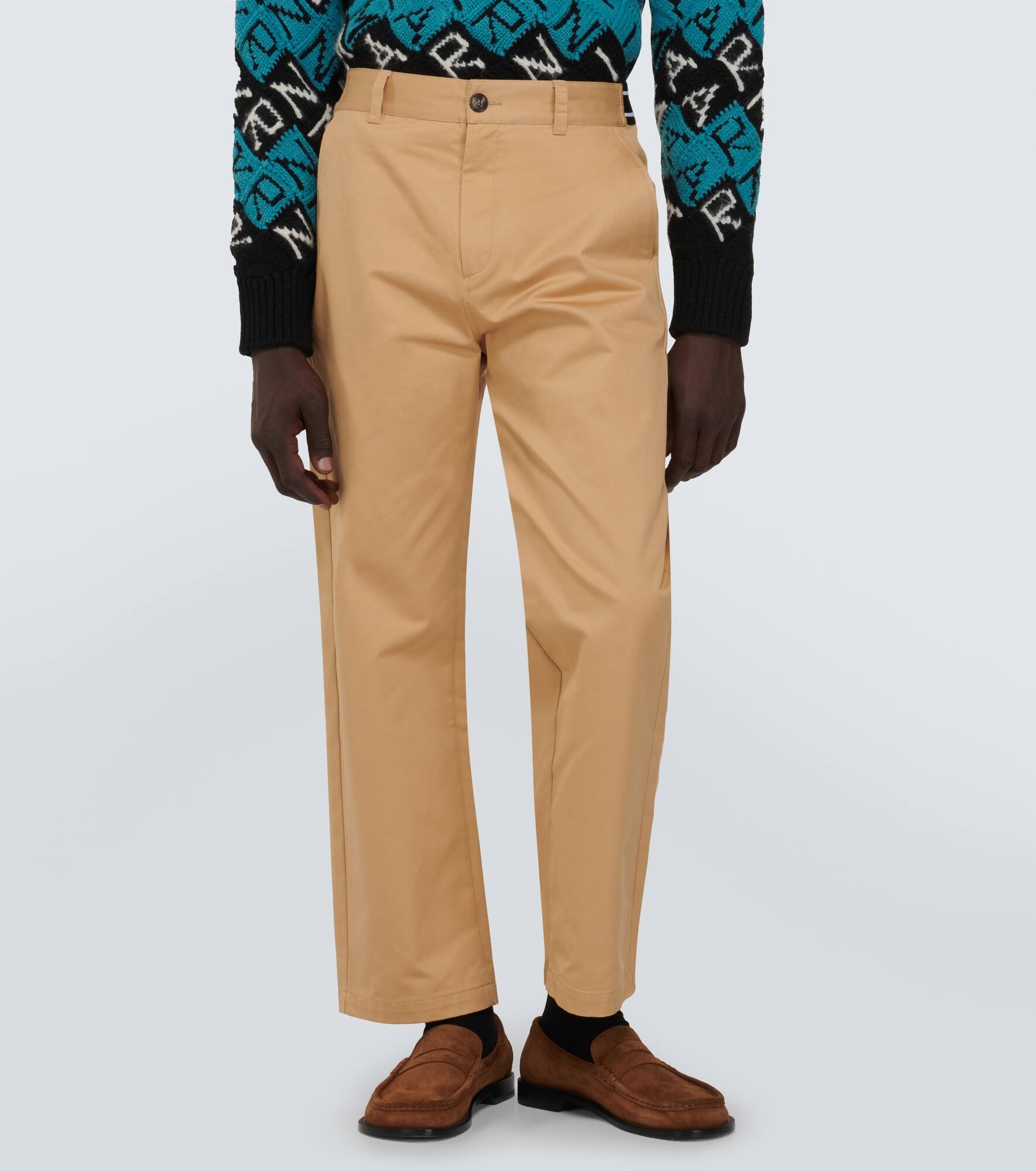 Cotton gabardine straight pants - 3