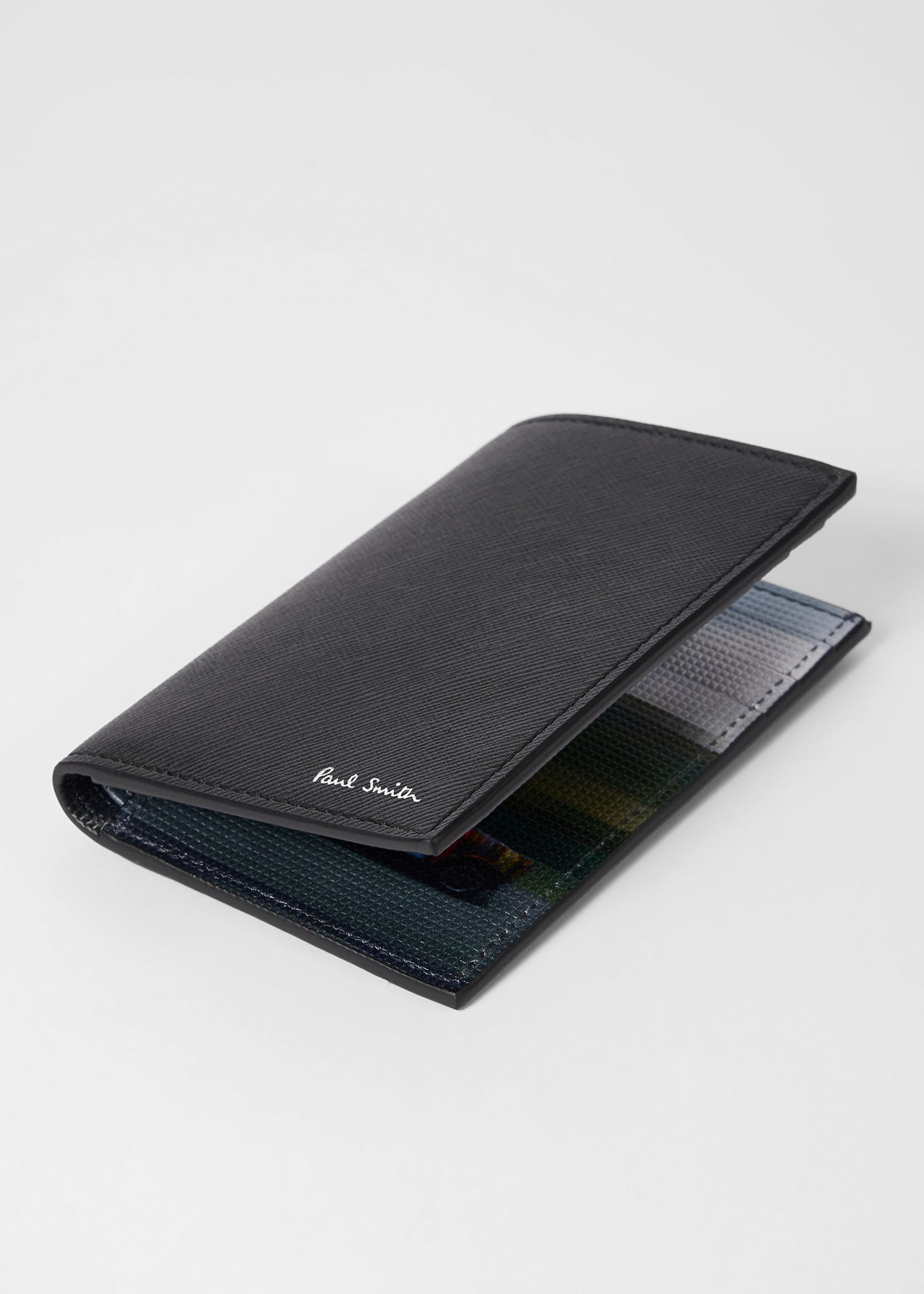 Black Leather 'Pixelated Mini' Card Wallet - 4