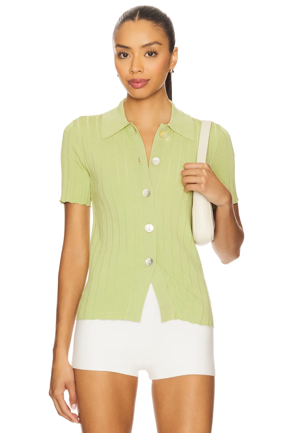 Dominique Ribbed Short Sleeve Cardigan - 1