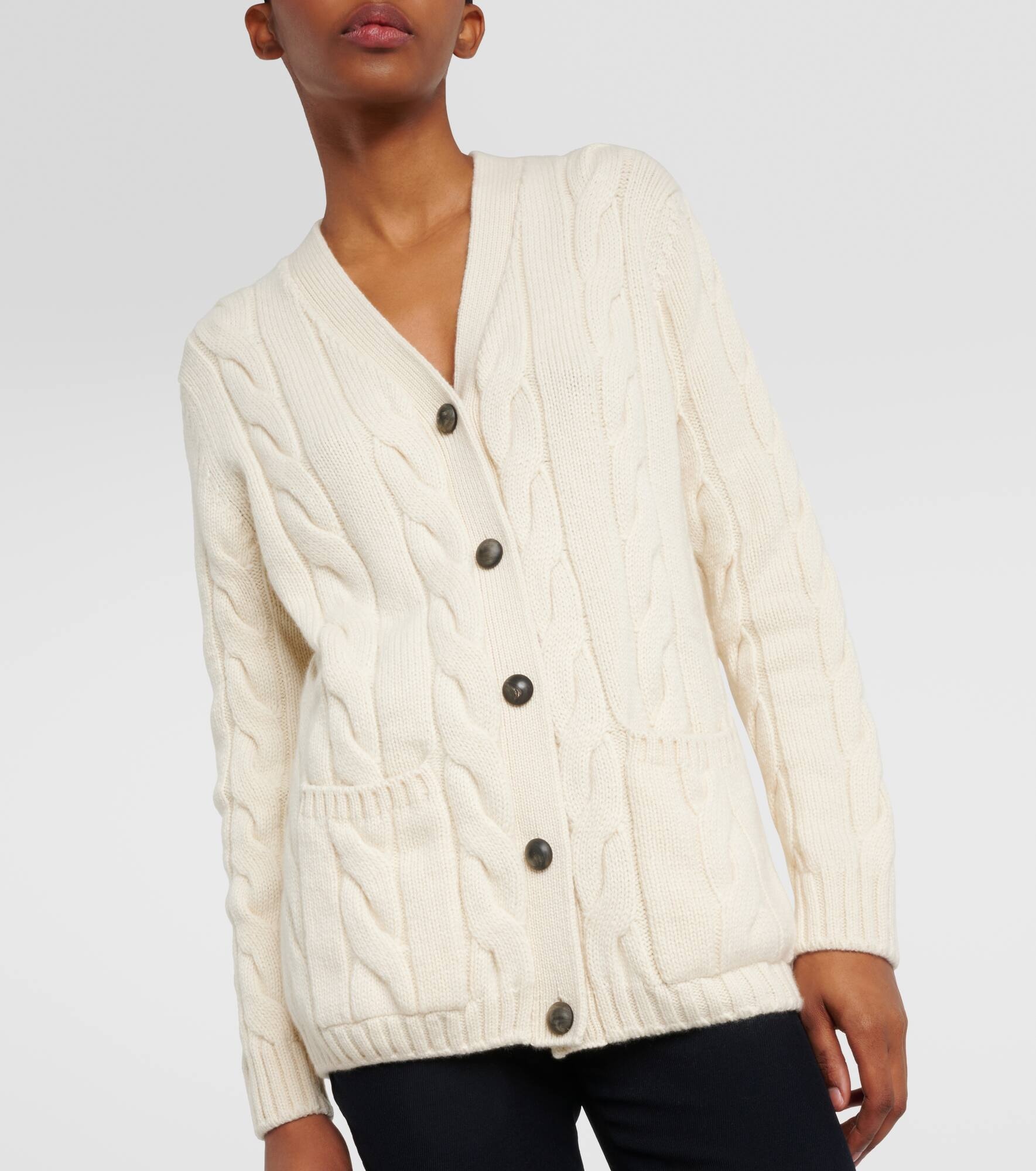 Napier cable-knit cashmere cardigan - 6