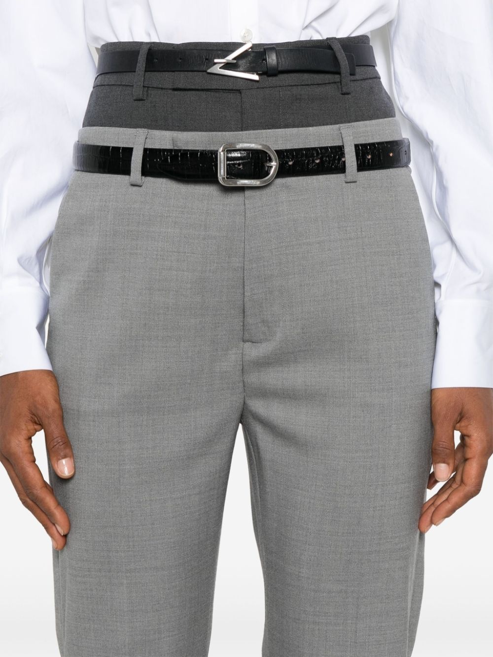 layered-effect flared trousers - 5