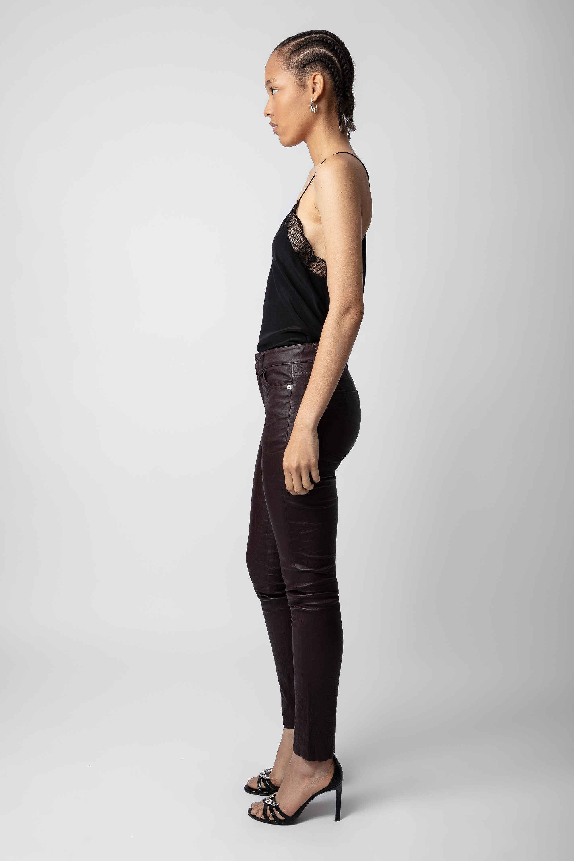 Phlame Crinkled Leather Pants - 3