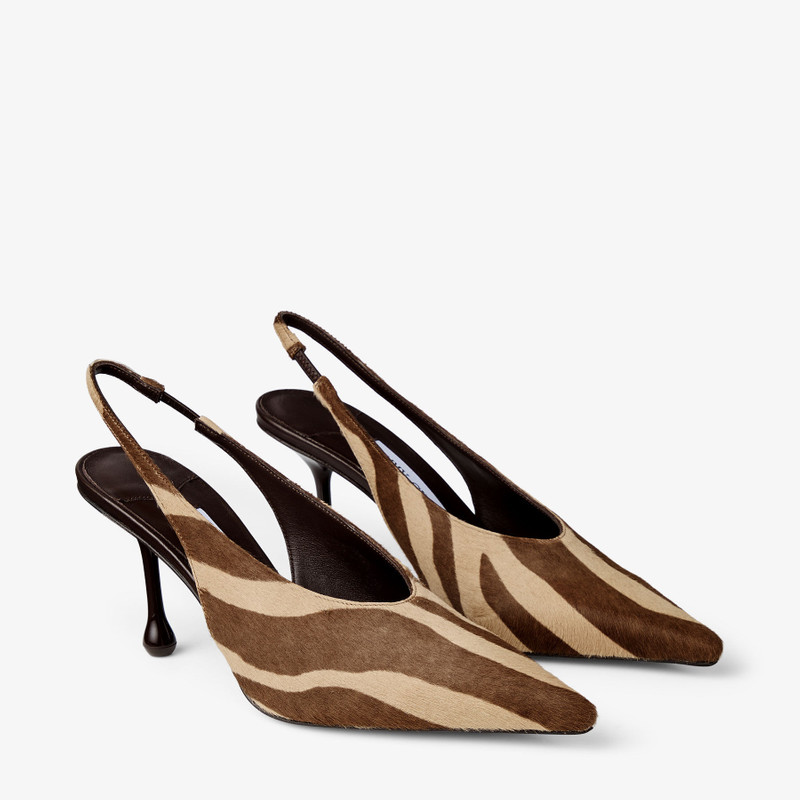 Isa 80 Chocolate Zebra Printed Pony Pumps 2