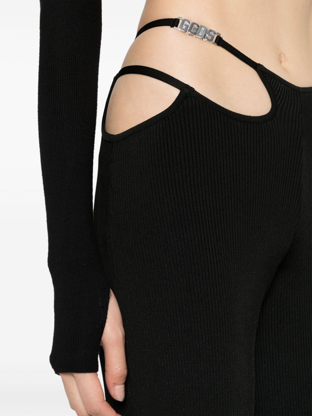 ribbed-knit cut-out trousers - 5