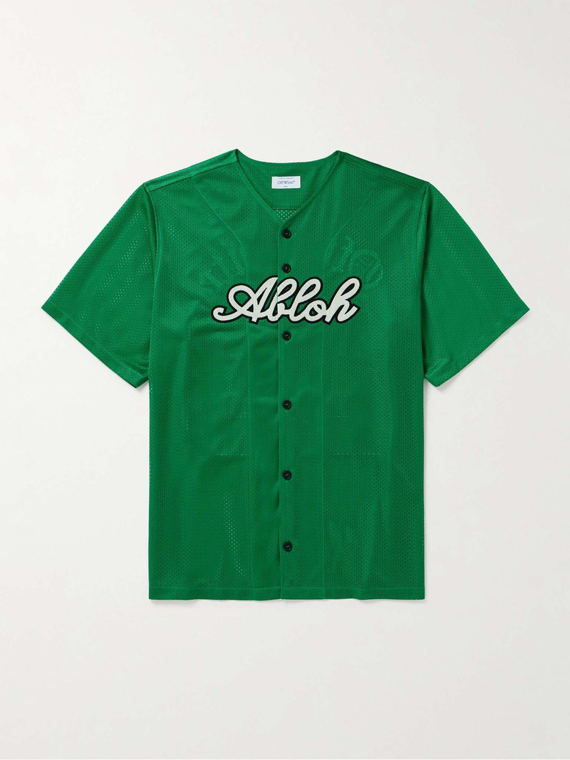 Logo-Appliquéd Mesh Shirt 1