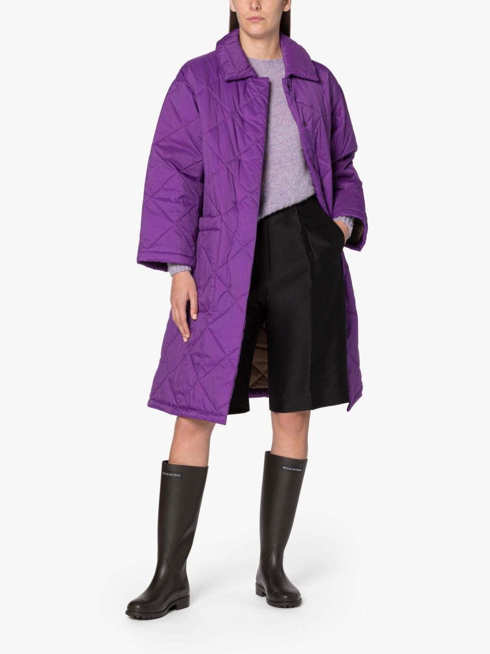 KENNA PURPLE NYLON QUILTED COAT - 2