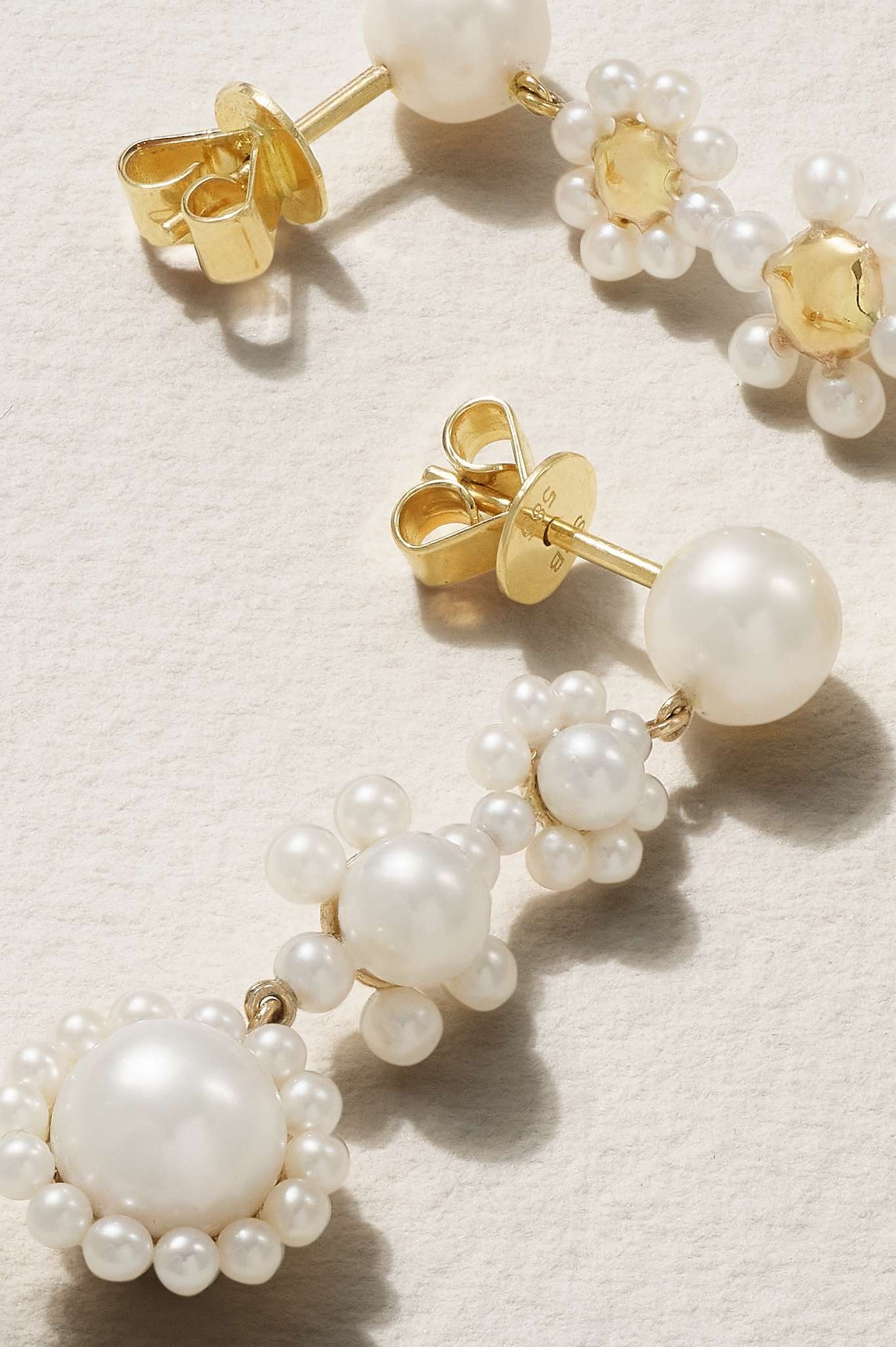 Fleur Jeanne 14-karat recycled gold pearl earrings - 3