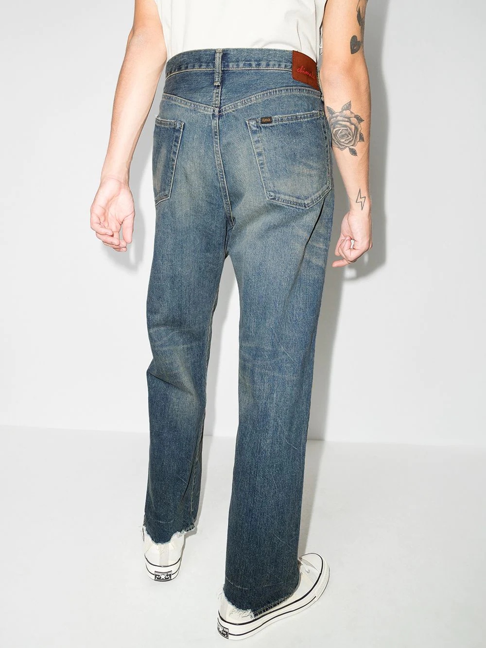 13.5 OZ distressed straight-leg jeans - 3