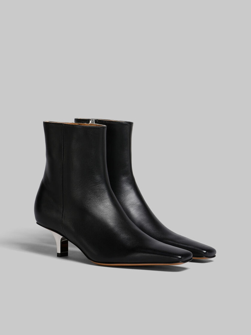 Marni BLACK NAPPA LEATHER HEELED ANKLE BOOT outlook