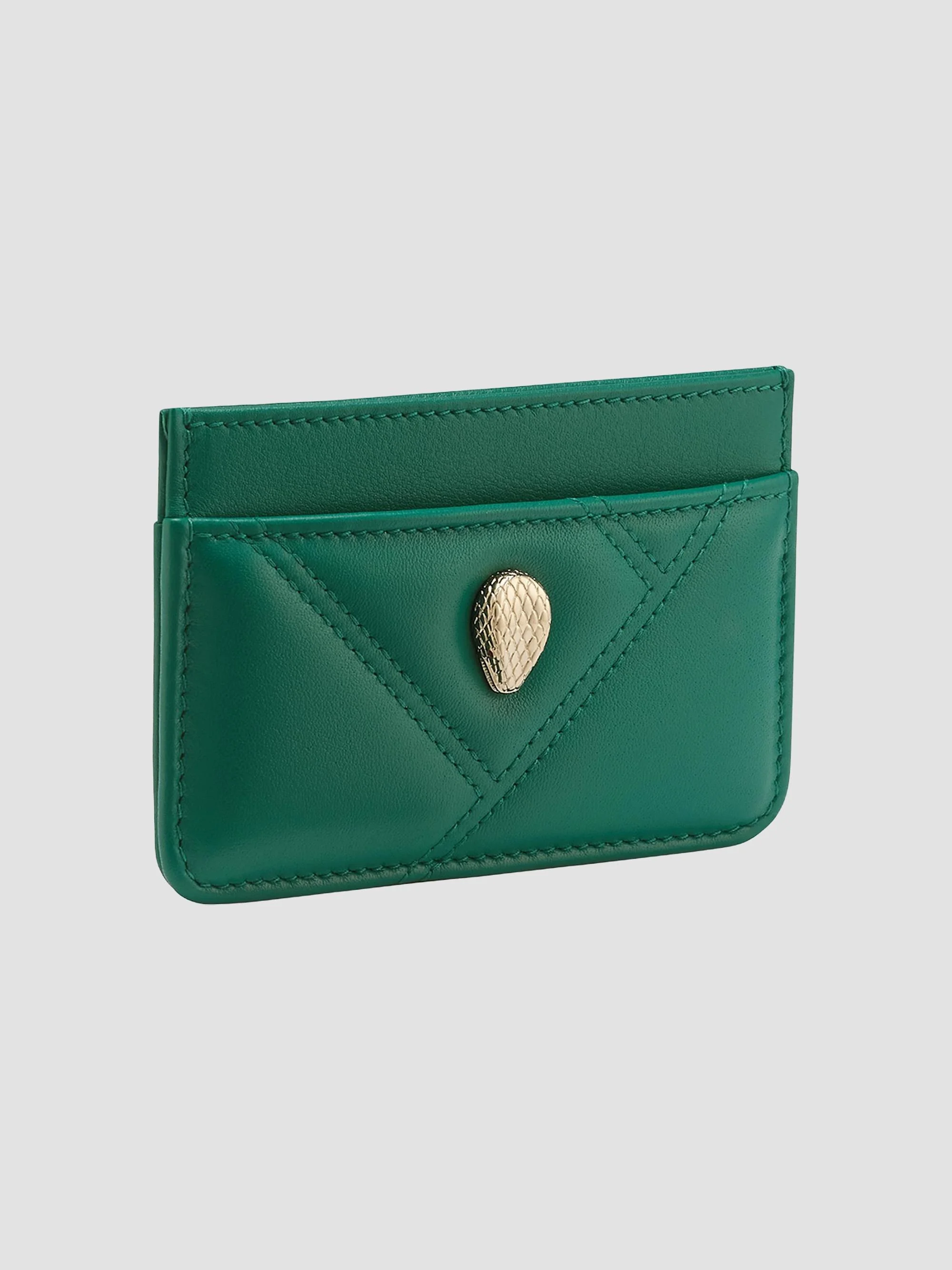 Women's Cabochon Leather Card Case - Jade Green - 1