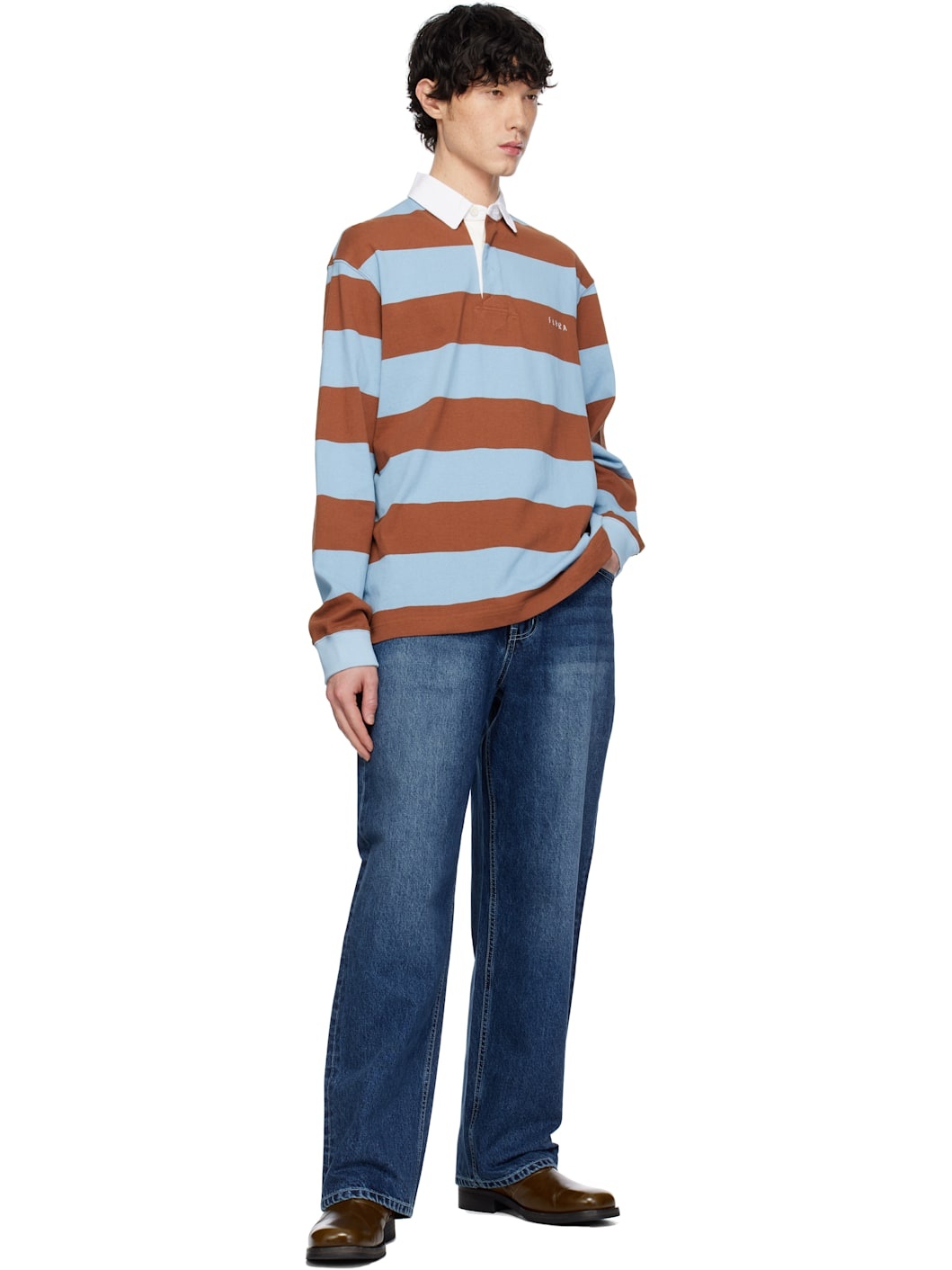 Brown & Blue Stripe Jersey Rugby Polo - 4