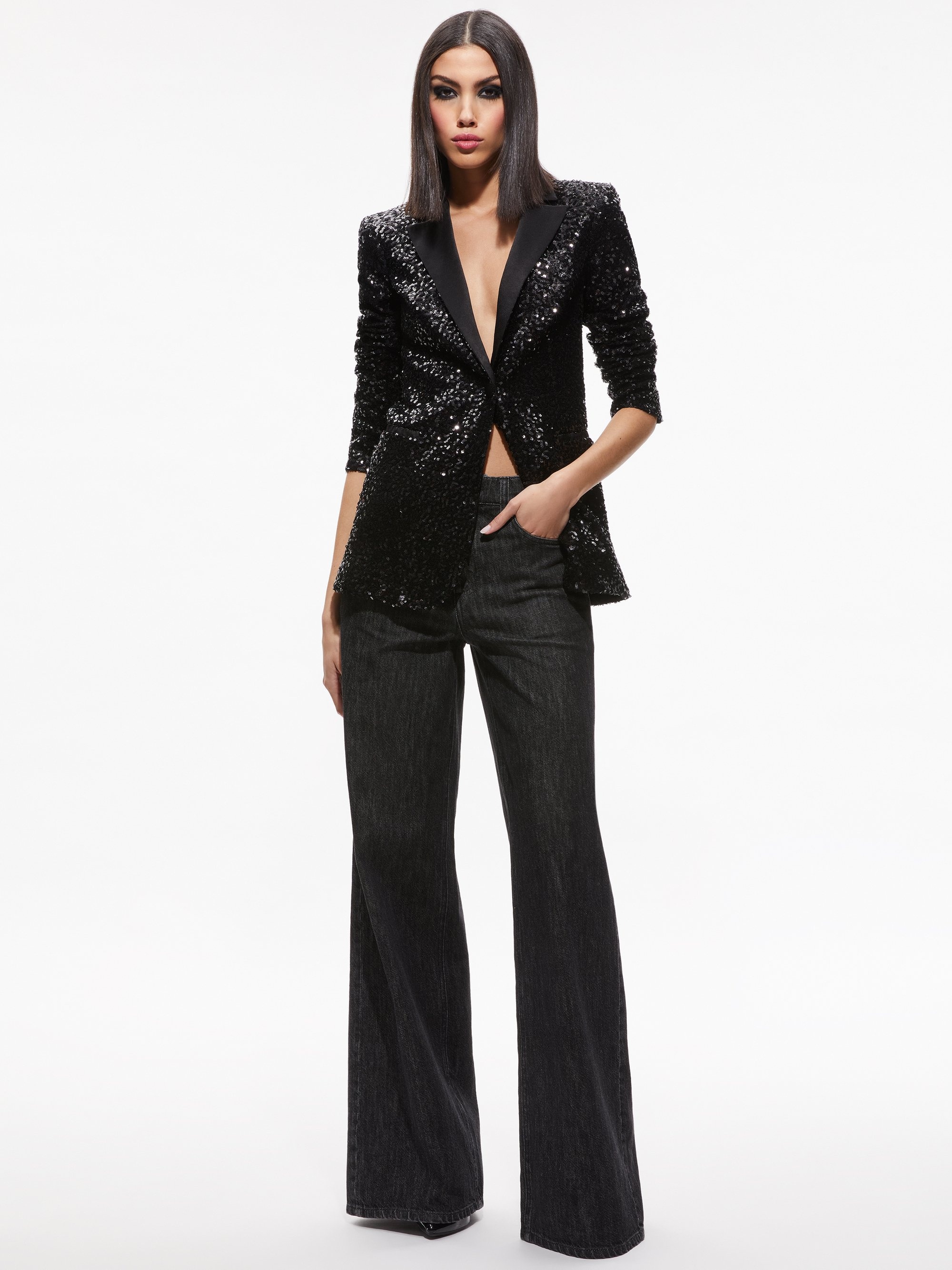 BREANN SEQUIN FITTED BLAZER - 4