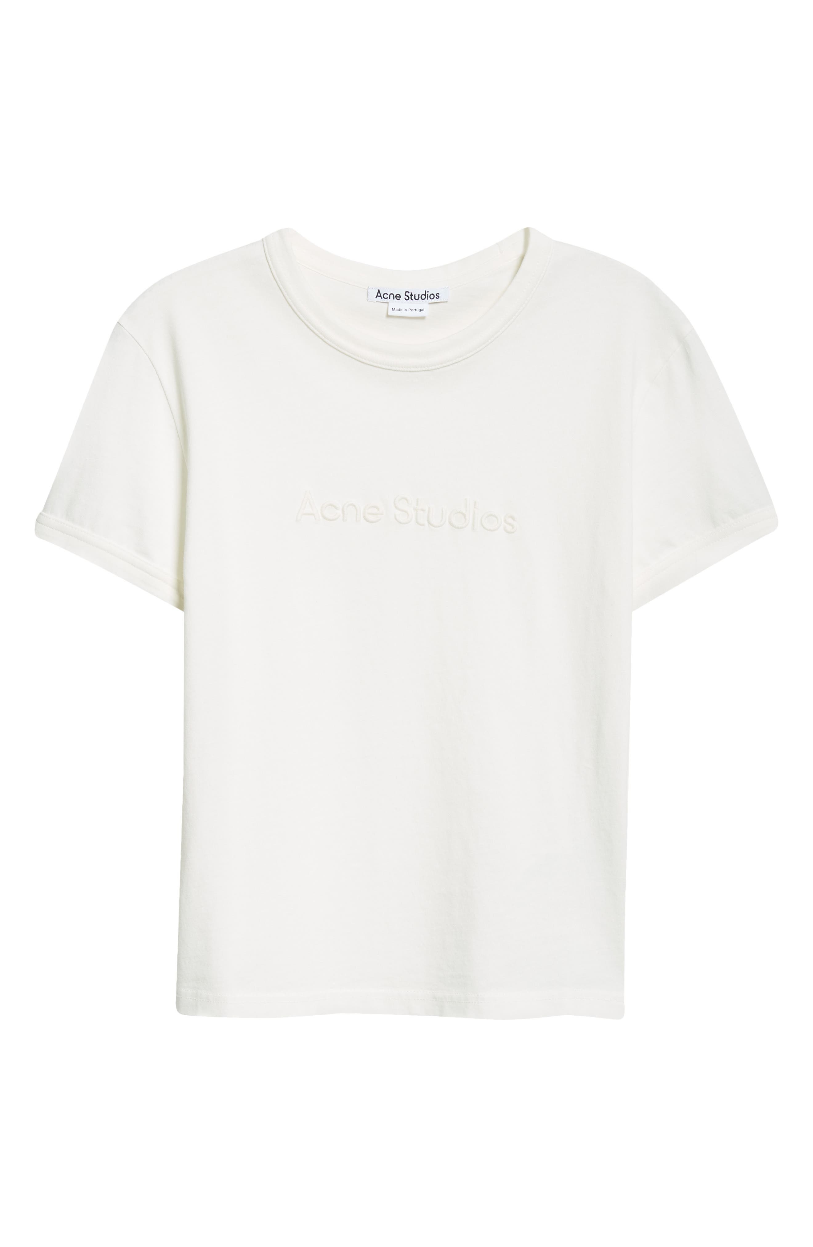 Acne Studios Etza Embroidered Logo Fitted Cotton T-Shirt in Cold White at Nordstrom - 6