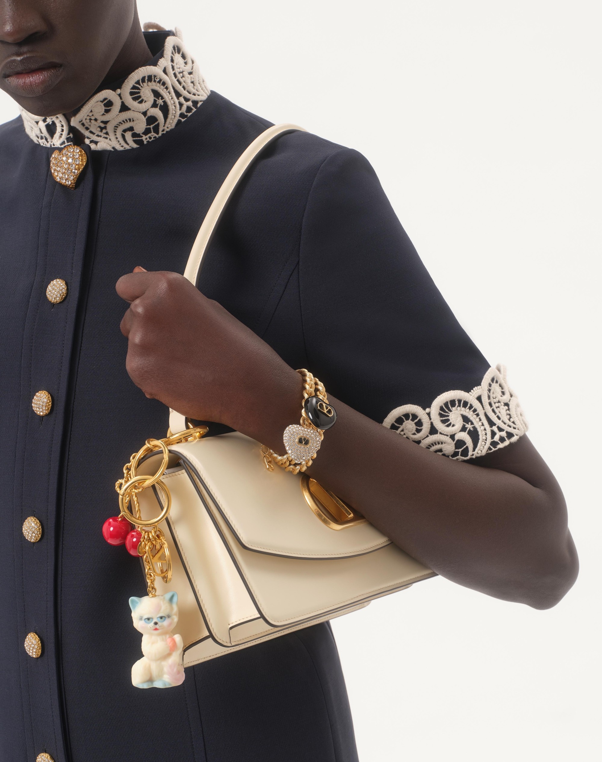 VALENTINO GARAVANI VAIN BAG WITH HANDLE IN SHINY CALFSKIN - 7