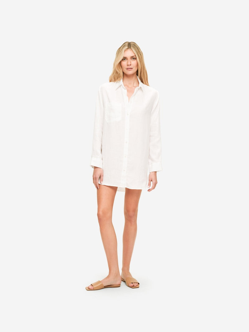 Derek Rose Women's Shirt Sicily Linen White outlook