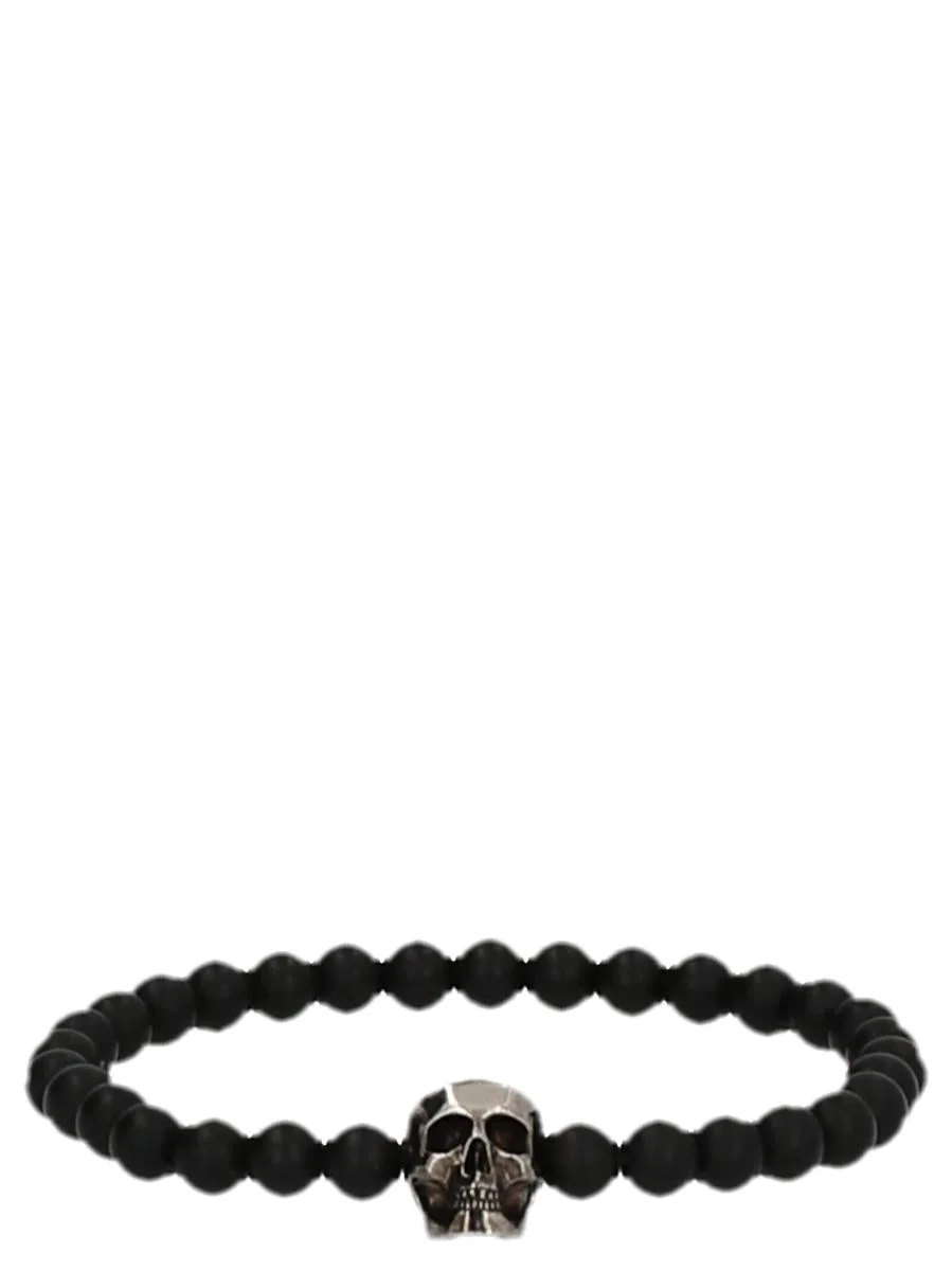 ALEXANDER MCQUEEN BLACK AND SILVER SKULL BRACELET - 1