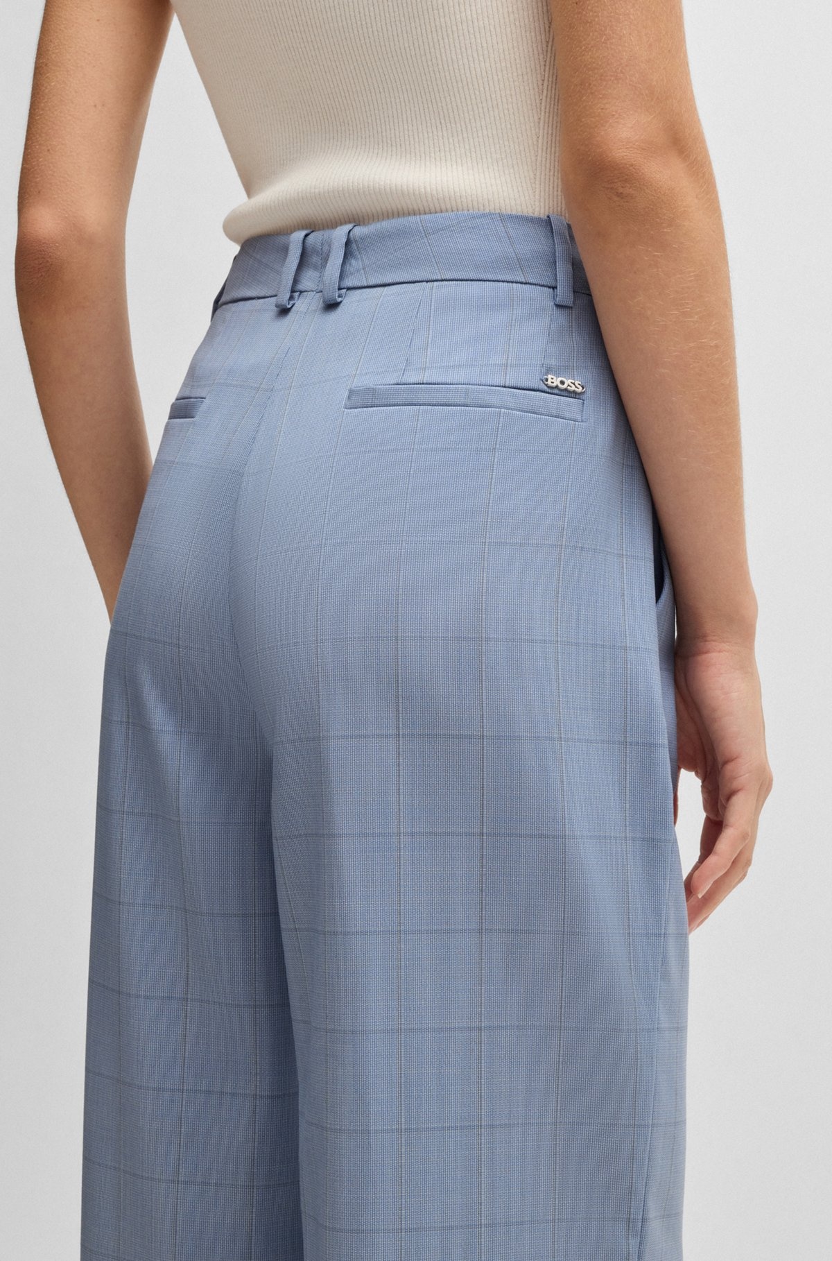 REGULAR-FIT TROUSERS IN CHECKED WOOL - 5