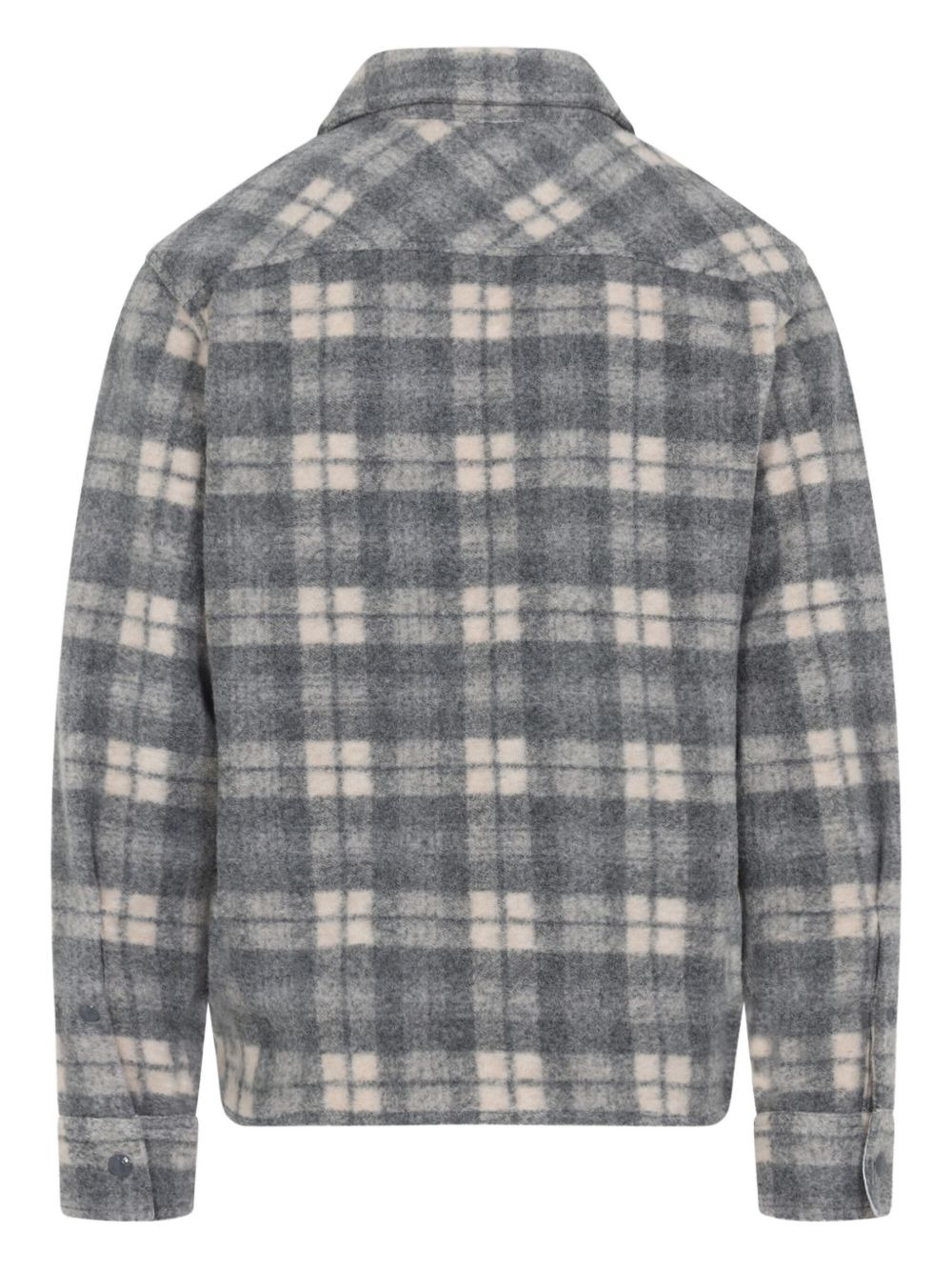 checked-print zip-up shirt jacket - 2
